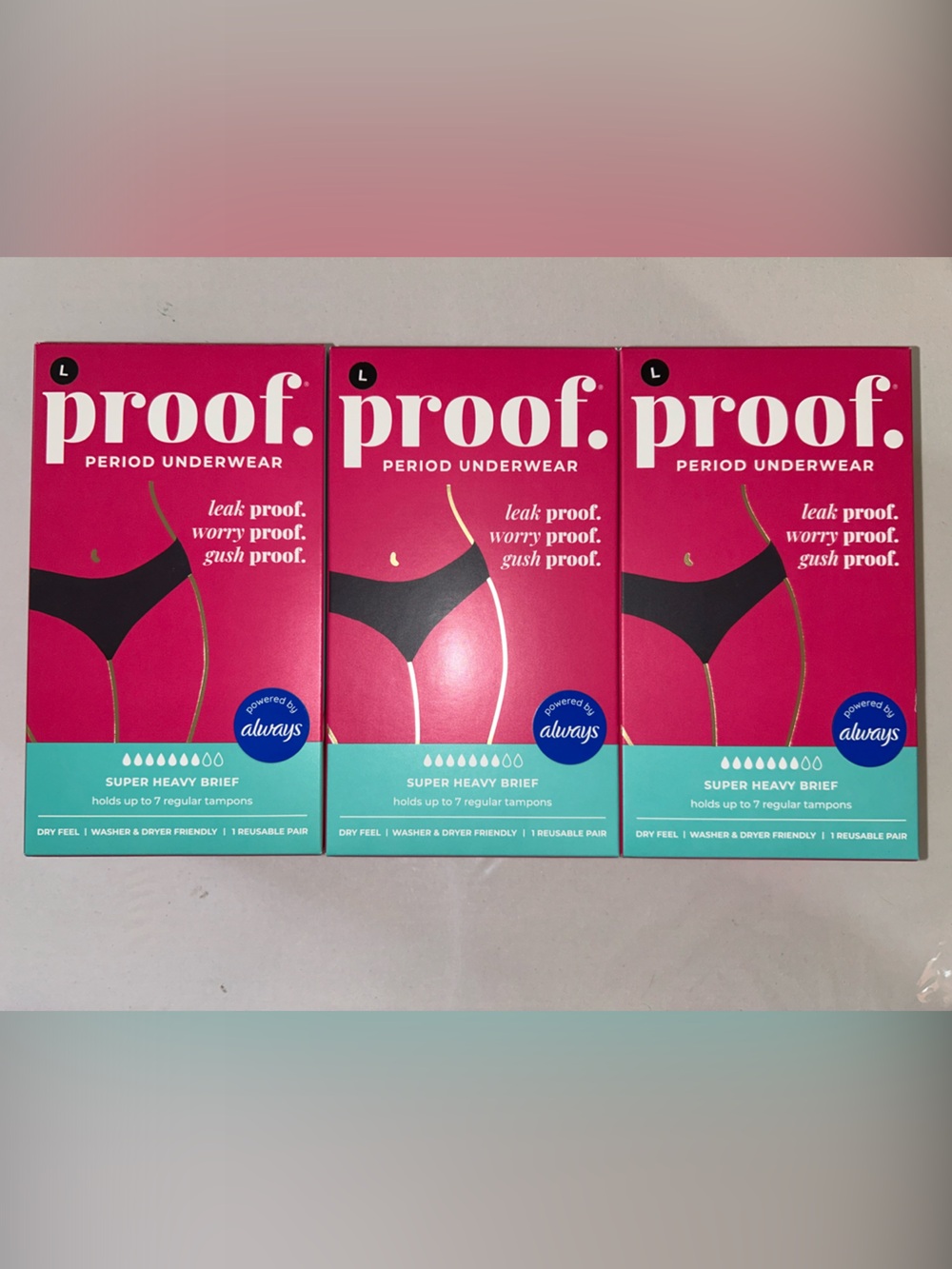 NIB x3 Proof Period Underwear Super Heavy Briefs - (3 Boxes)